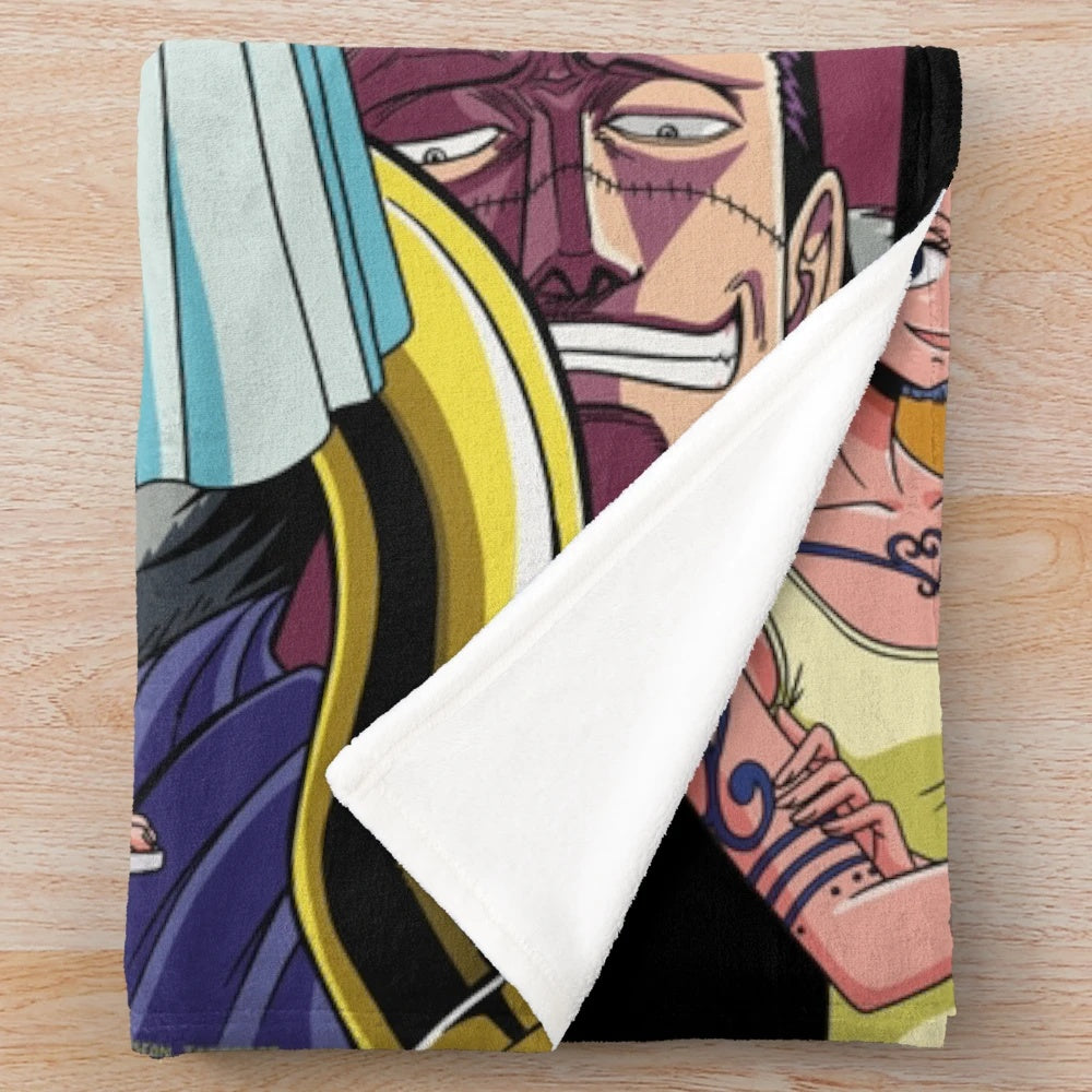 Oversized plush blanket featuring One Piece anime characters and friends