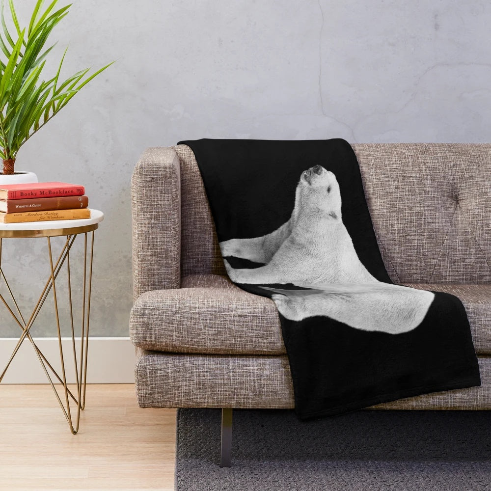 Giant plush polar bear blanket for cozy climate change awareness