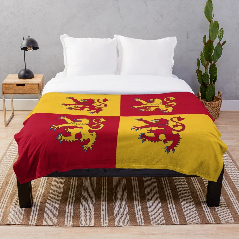 Owain Glyndwr inspired plush blanket with Welsh imagery