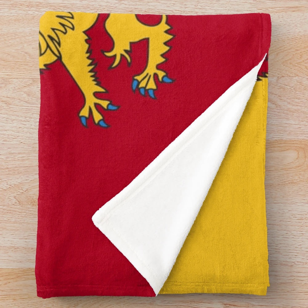 Owain Glyndwr inspired plush blanket with Welsh imagery