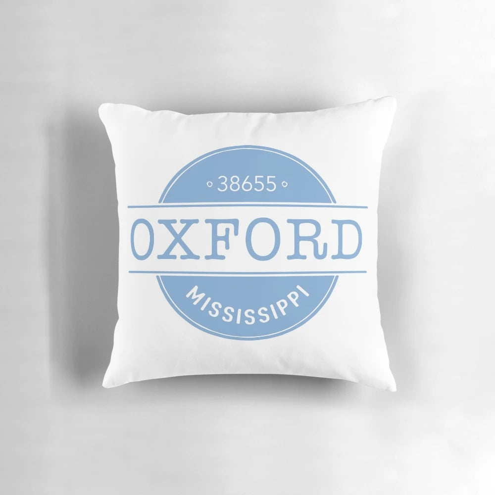 Oxford-Inspired Pillow Featuring University of Mississippi Branding