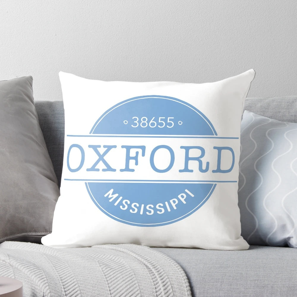 Oxford-Inspired Pillow Featuring University of Mississippi Branding