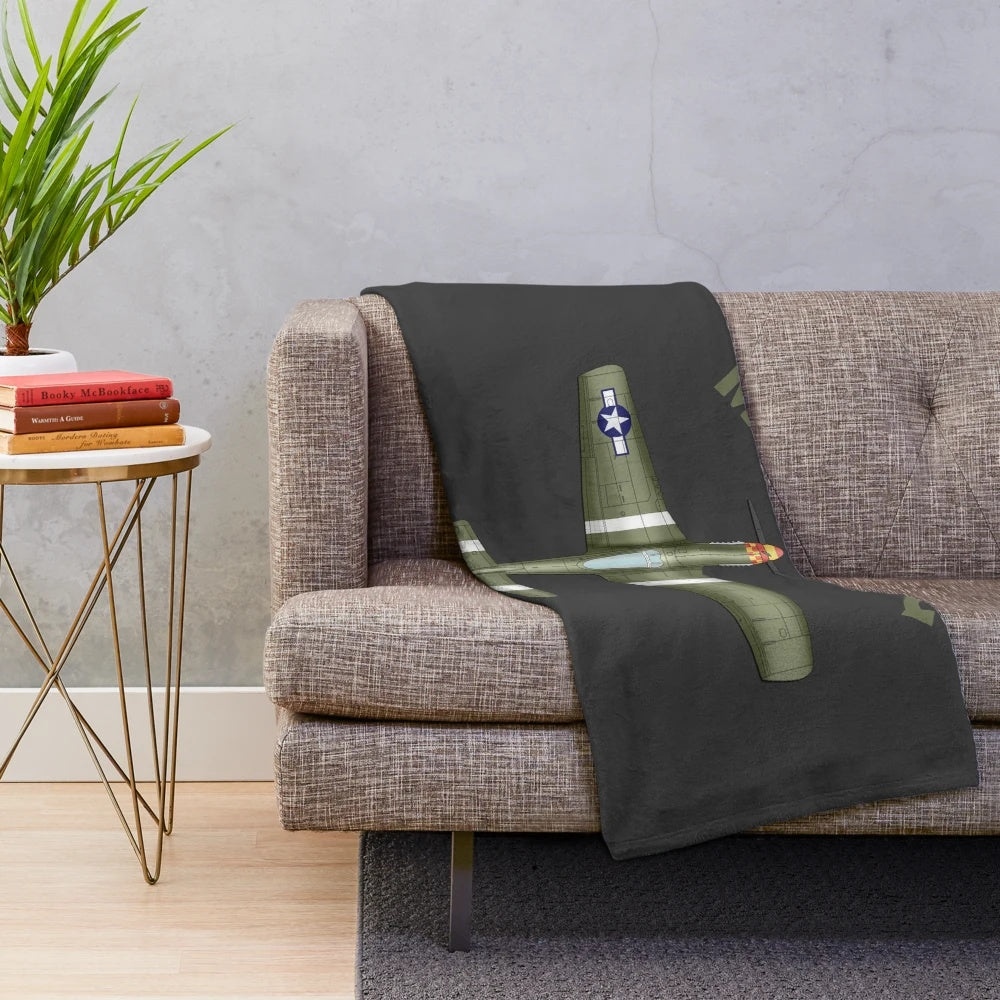 P-51 Mustang blueprint plush blanket
