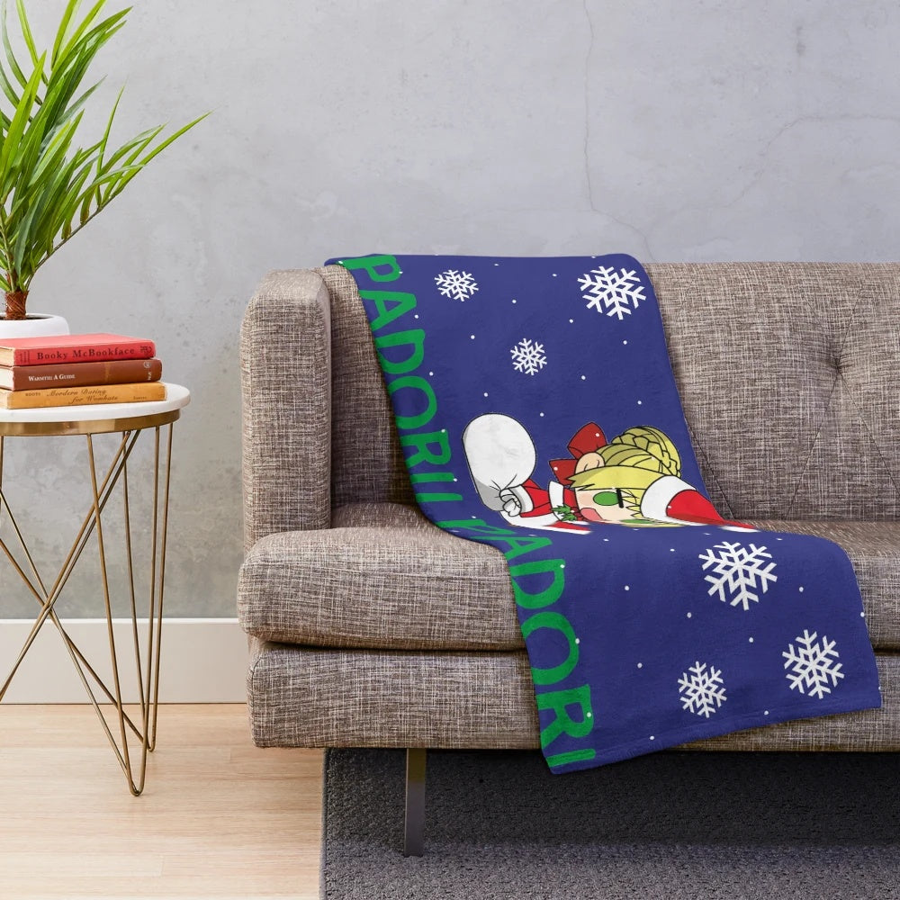 Padoru-inspired Christmas plush blanket with cute anime design