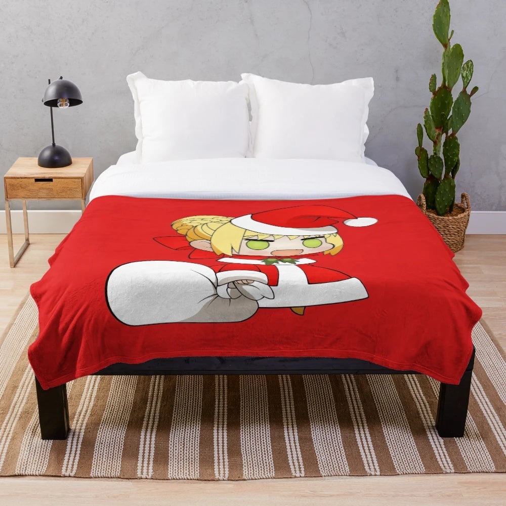 Padoru-inspired plush blanket featuring cute anime-style character