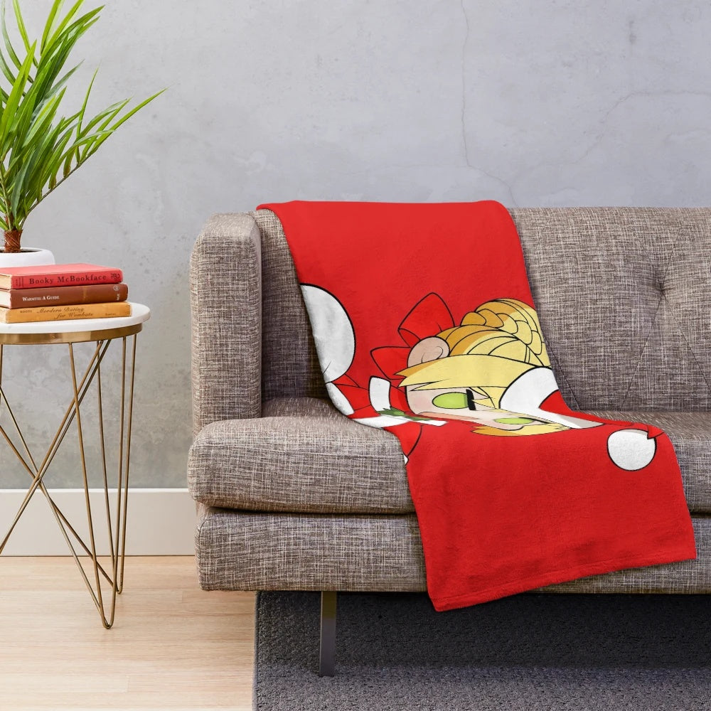 Padoru-inspired plush blanket featuring cute anime-style character