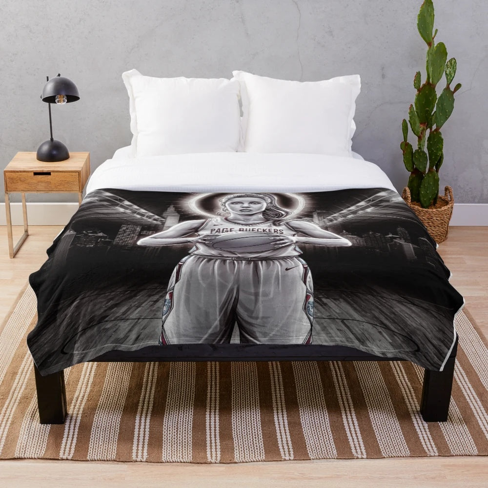 Paige Bueckers inspired plush blanket featuring a basketball player design