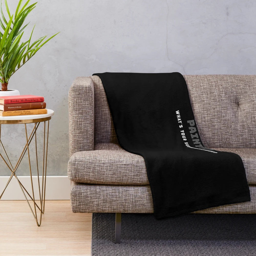 Painter's Plush Blanket with "I'm a painter what's your superpower" text