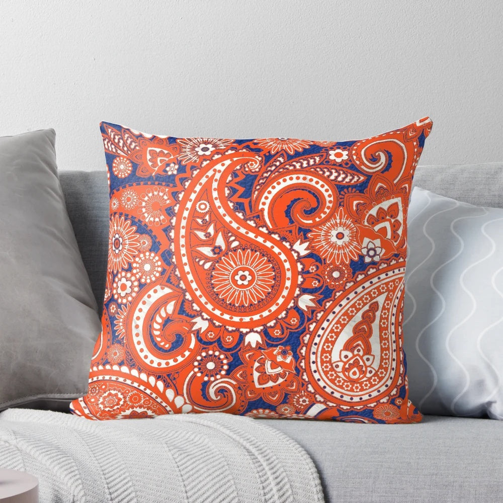 Model wearing a white marble 2 pillow paisley game day dress with Florida Gator colors and a retro paisley pattern.