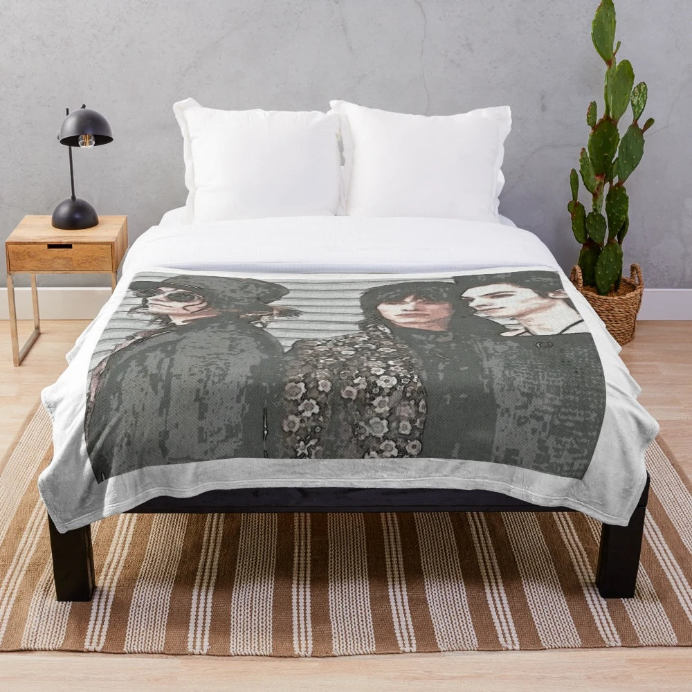 Palaye Royale-inspired plush blanket with band logo and members