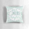 Pale Blue Tribal Pillow with "One More Chapter" text, perfect for avid readers and book enthusiasts.