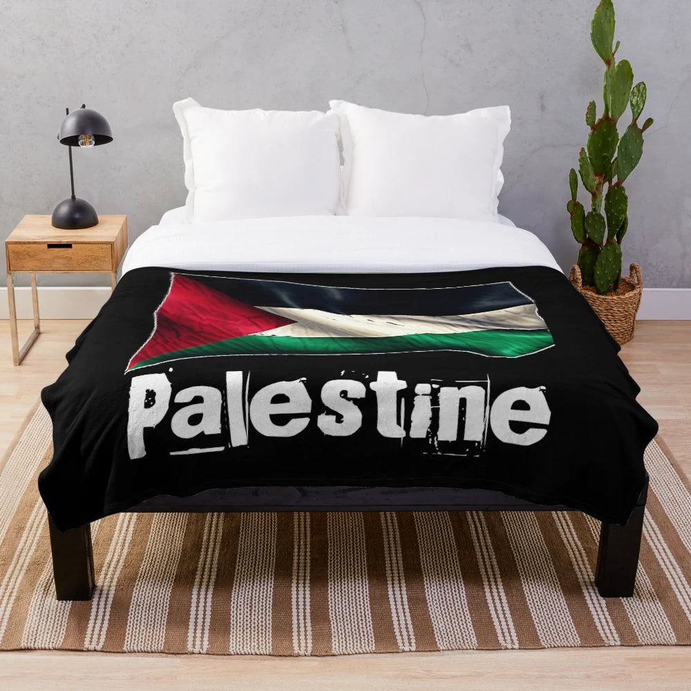 Palestine Solidarity Plush Blanket featuring the Palestinian flag