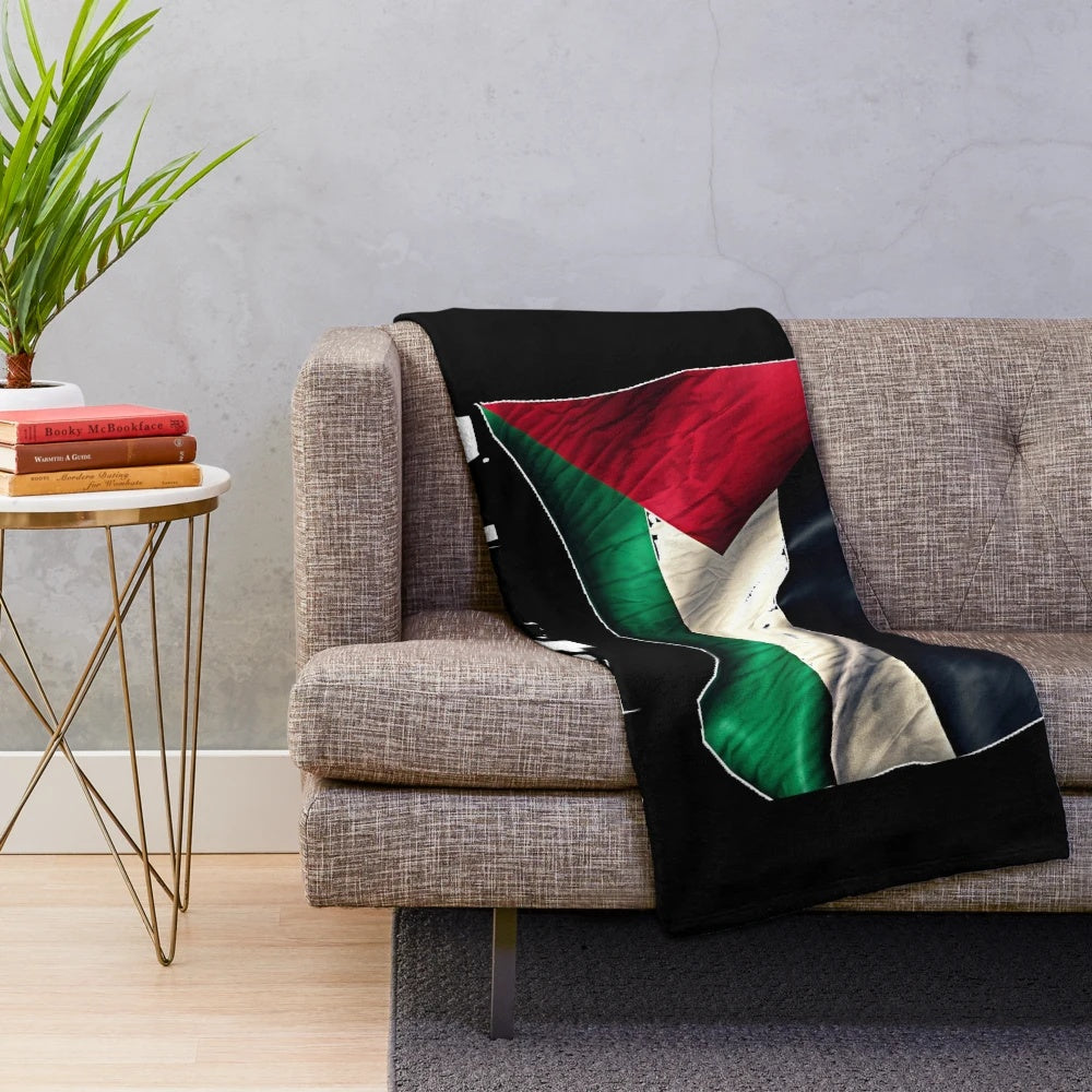 Palestine Solidarity Plush Blanket featuring the Palestinian flag