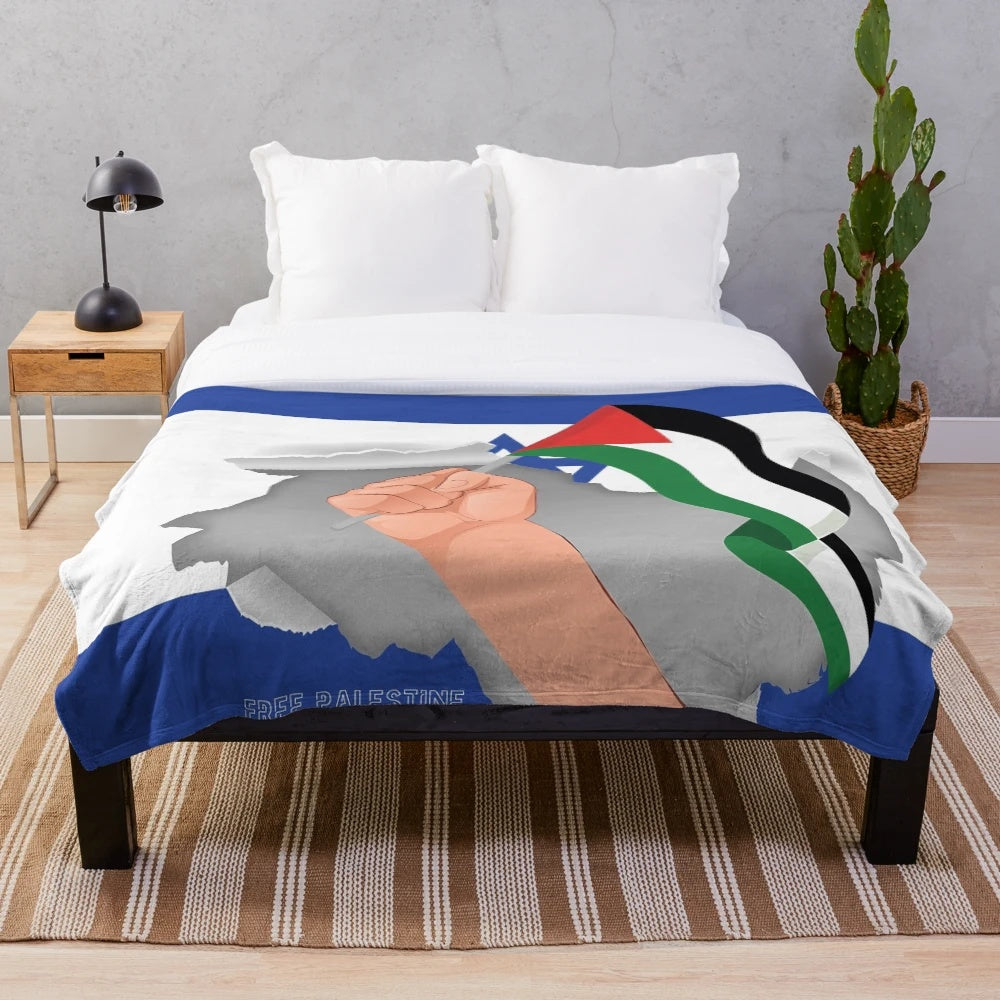 Palestinian flag plush blanket supporting the Palestinian people's fight for freedom and justice