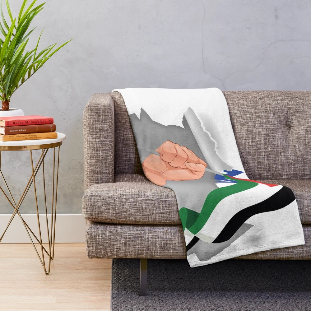 Palestinian flag plush blanket supporting the Palestinian people's fight for freedom and justice