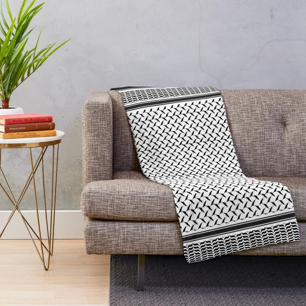 Palestinian-inspired plush blanket featuring a map of Palestine