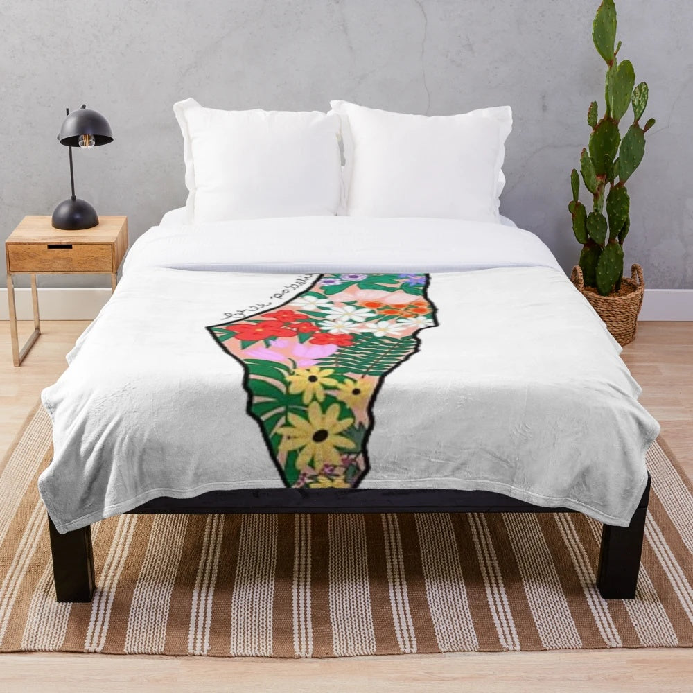 Palestinian Solidarity Plush Blanket featuring the Palestinian flag and watermelon design