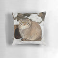 Pallas's cat (Otocolobus manul) relaxing on a sunny day, featured on a decorative throw pillow