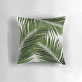 Palm leaf botanical wall art with dark green watercolor leaves in a modern, urban style