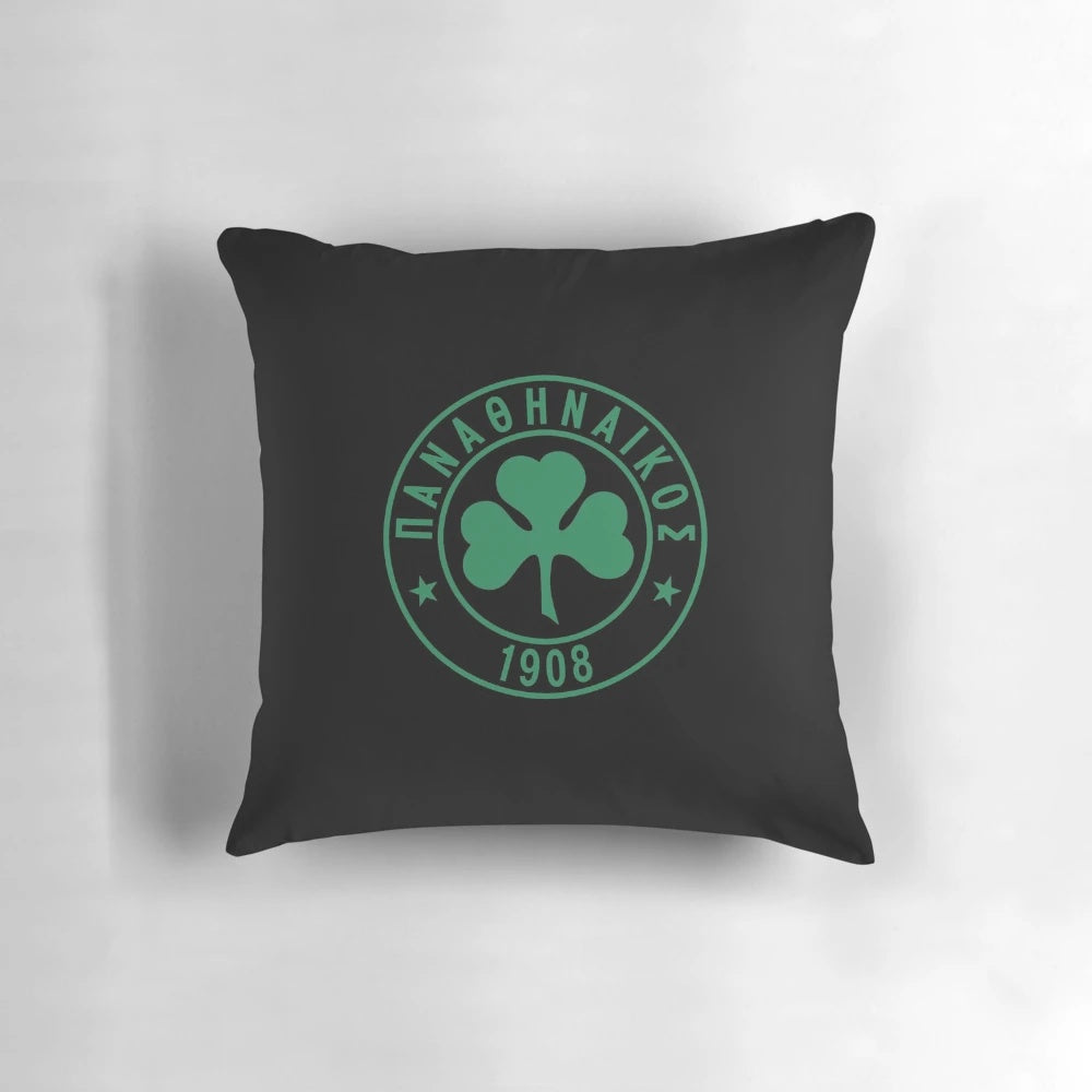 Panathinaikos FC football club logo printed on a green and white pillow