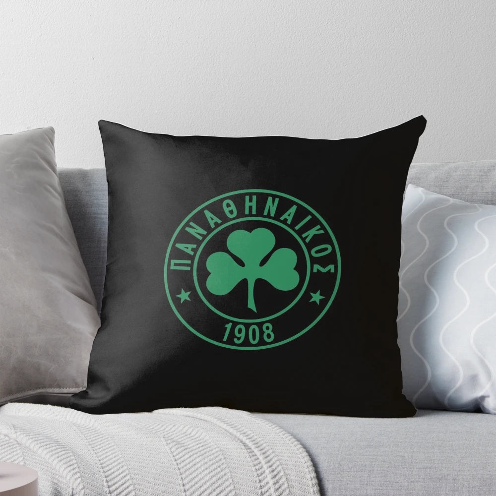 Panathinaikos FC football club logo printed on a green and white pillow