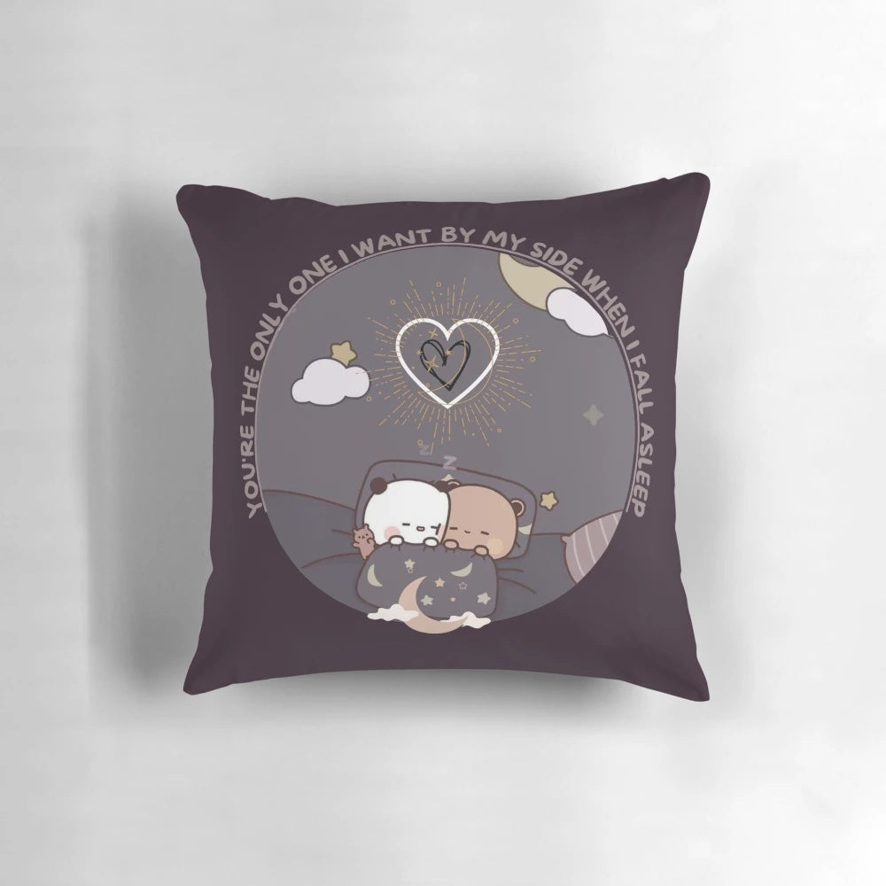 Panda bear pillow with Bubu Dudu design, perfect for cuddling and comfort.