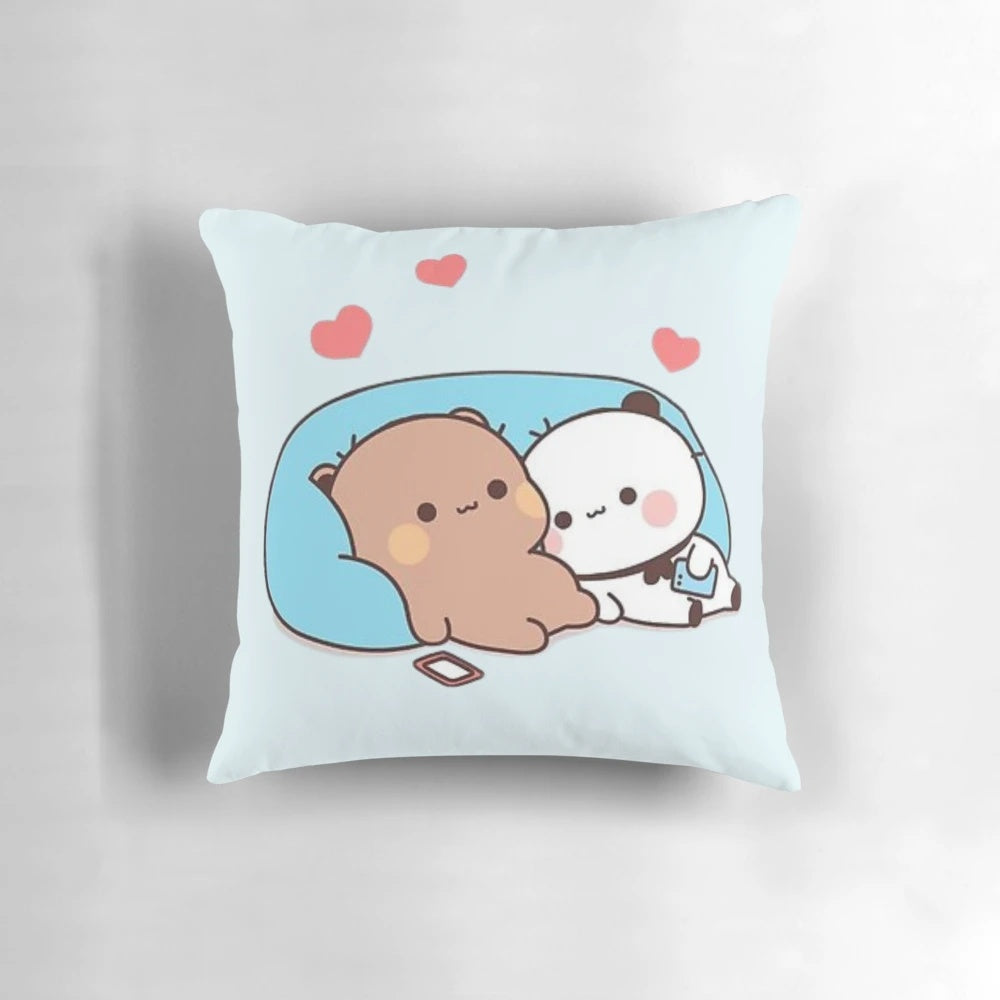 Adorable panda bear couple pillow for romantic home decor