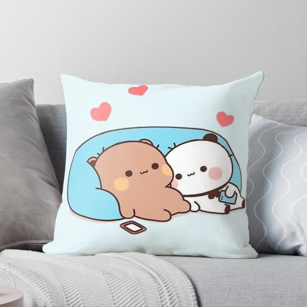 Adorable panda bear couple pillow for romantic home decor