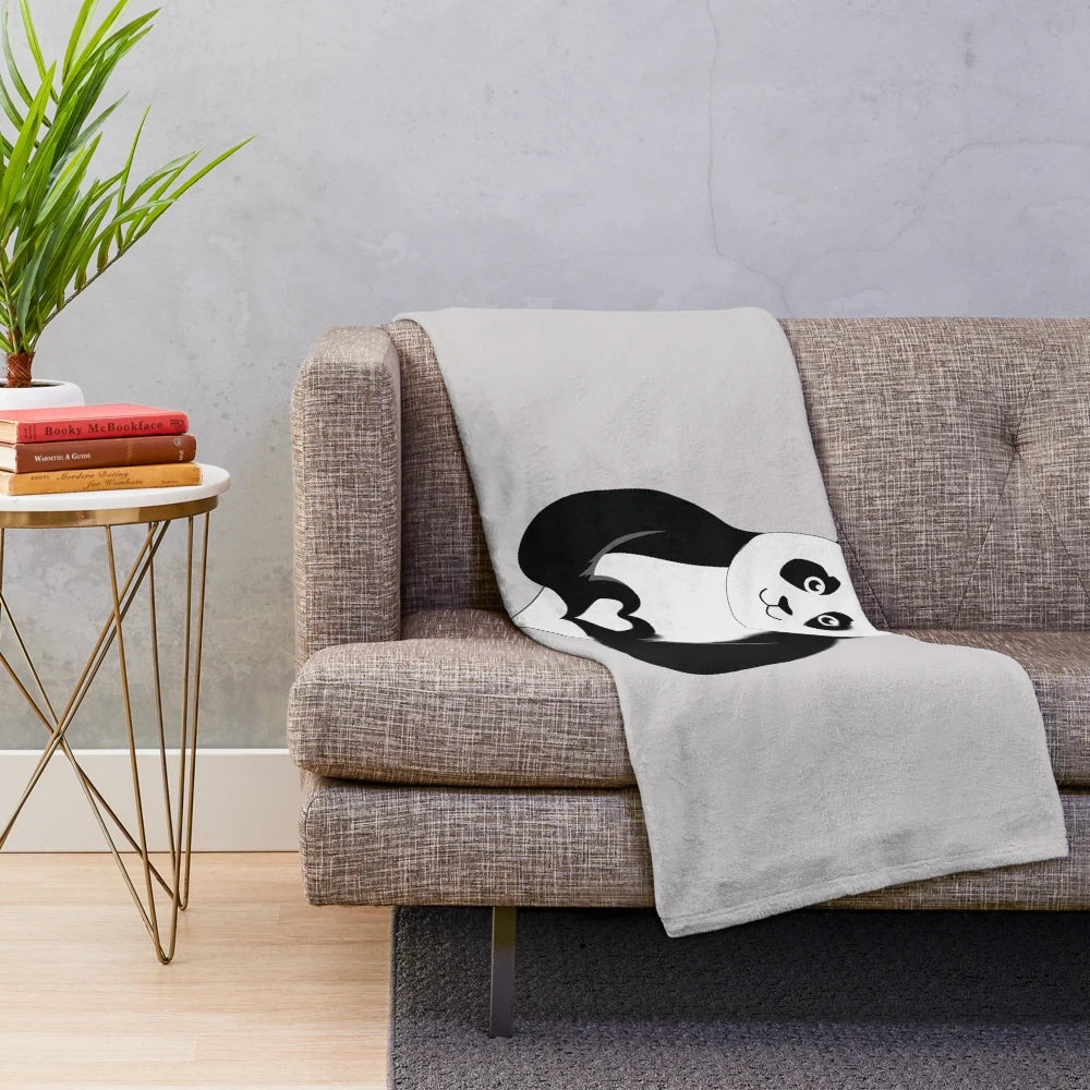 Panda bear plush blanket with heart design, perfect for Valentine's Day gift