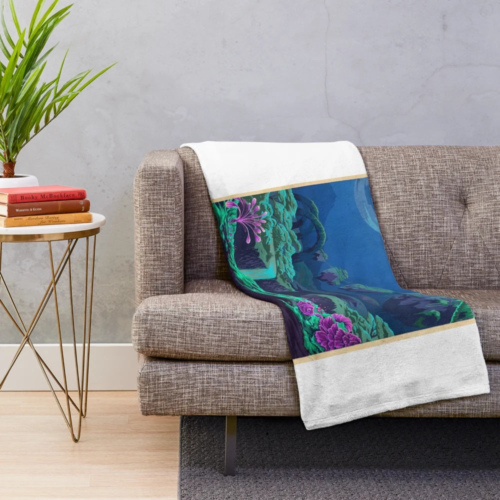 Pandora Inspired Plush Blanket featuring the iconic landscape and creatures of the alien world