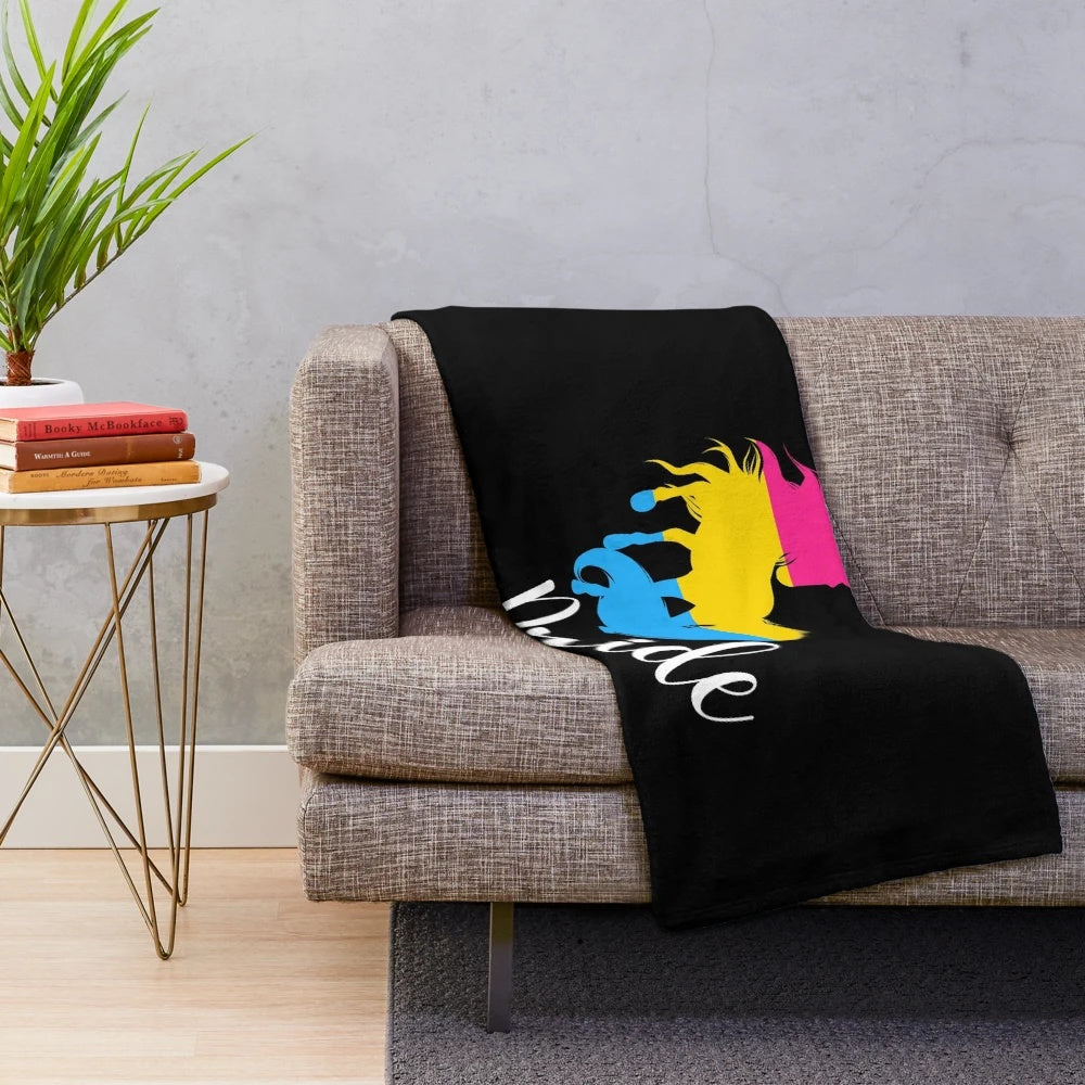 Pansexual pride plush blanket with magical unicorn design