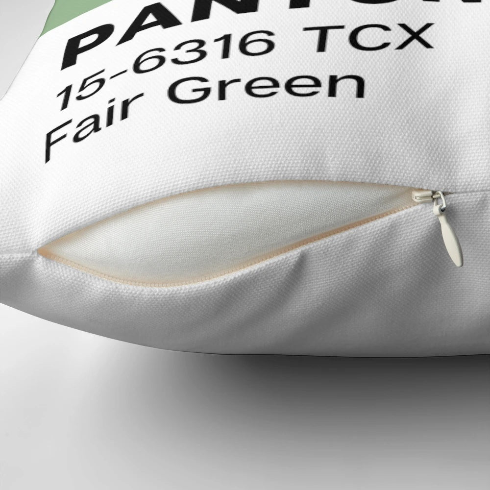 Pantone Fair Green pillow, a trendy and aesthetic home decor accent for the 2022 color palette.