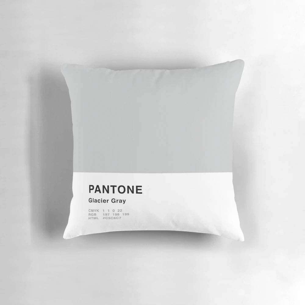 A simple and stylish Pantone gray pillow with a minimalist design, perfect for adding a touch of modern elegance to any office or home decor.