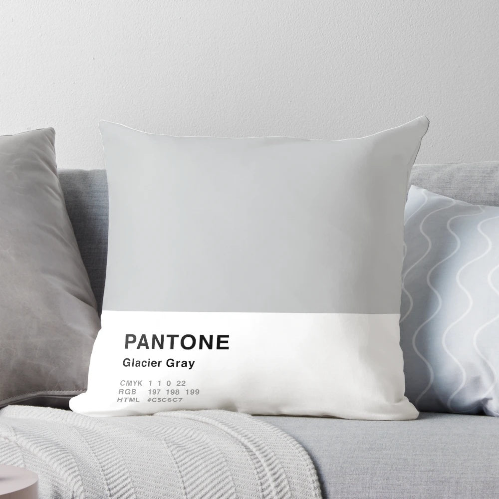 A simple and stylish Pantone gray pillow with a minimalist design, perfect for adding a touch of modern elegance to any office or home decor.