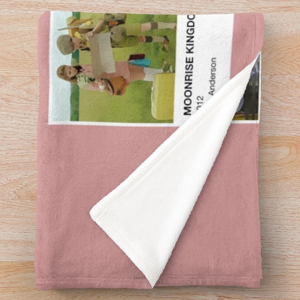 Pantone-Inspired Wes Anderson Plush Blanket with Vibrant Colors and Iconic Movie Imagery