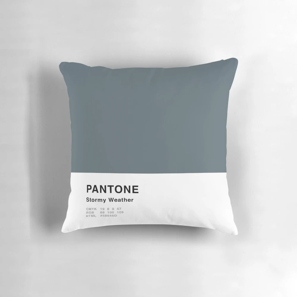 A simple, solid grey pantone pillow with a modern, minimalist design.