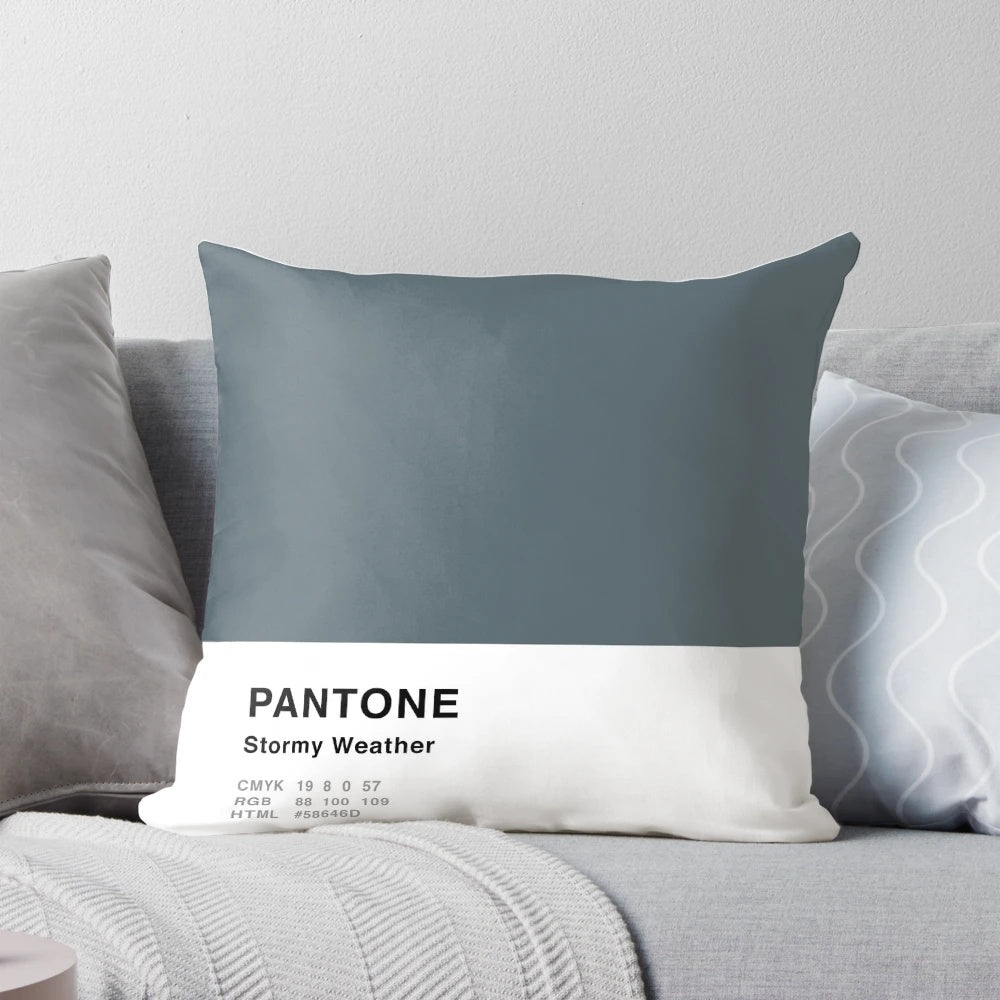 A simple, solid grey pantone pillow with a modern, minimalist design.