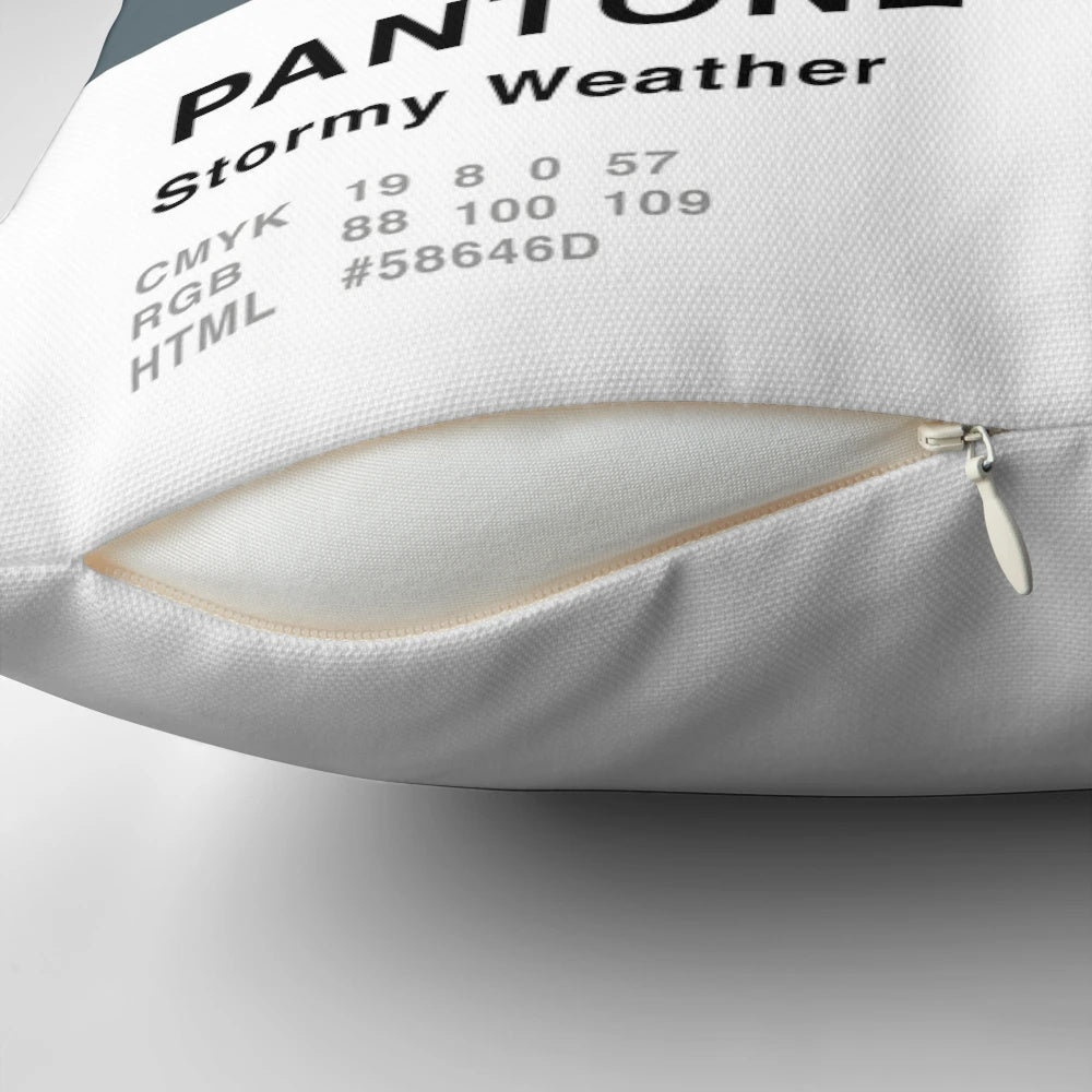 A simple, solid grey pantone pillow with a modern, minimalist design.