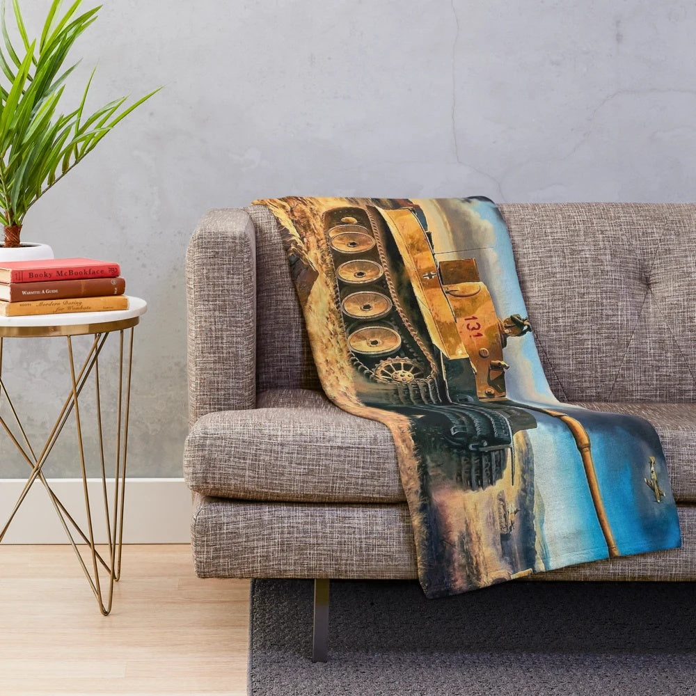 Panzer Tiger inspired plush blanket with military tank design