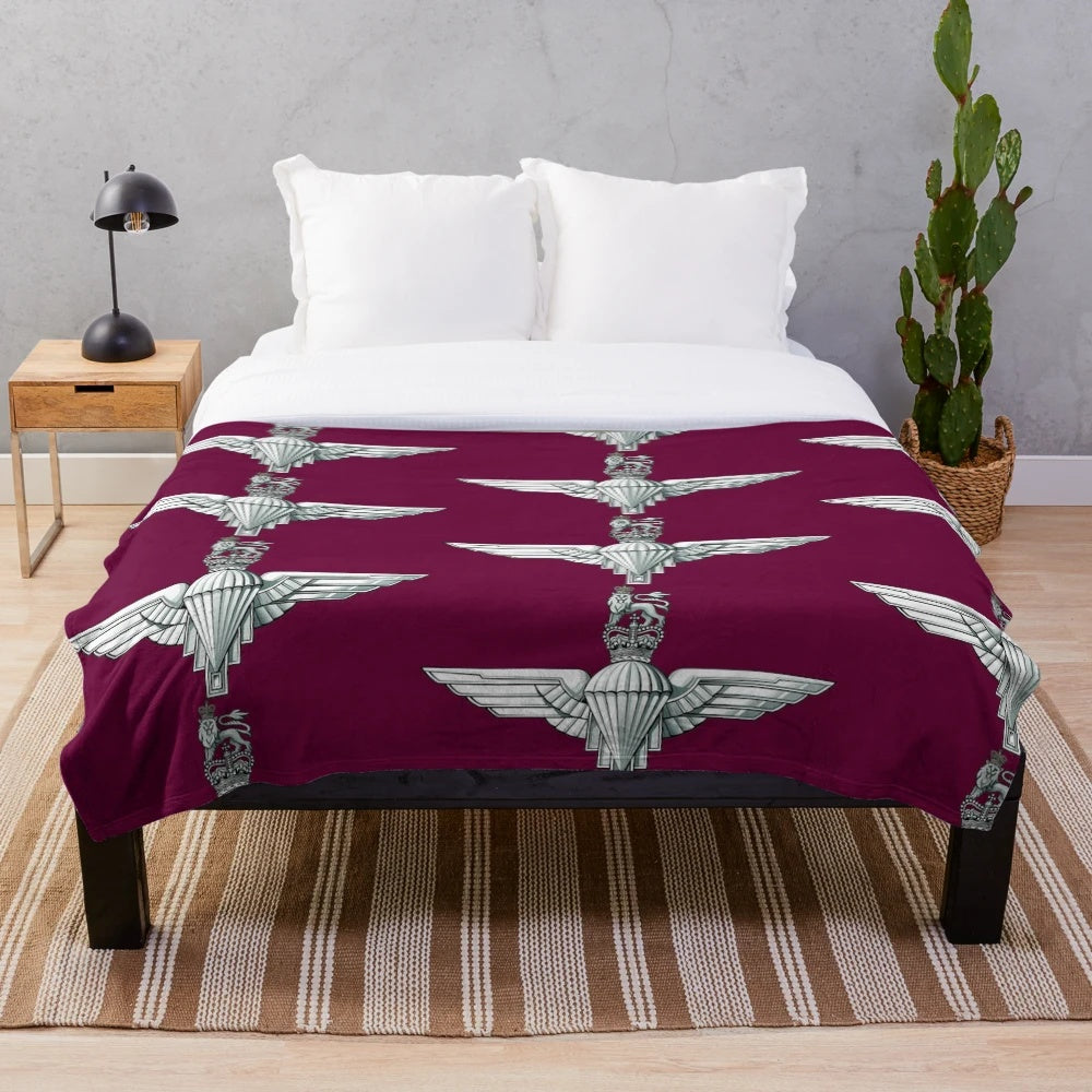 Parachute Regiment inspired plush blanket with emblem design
