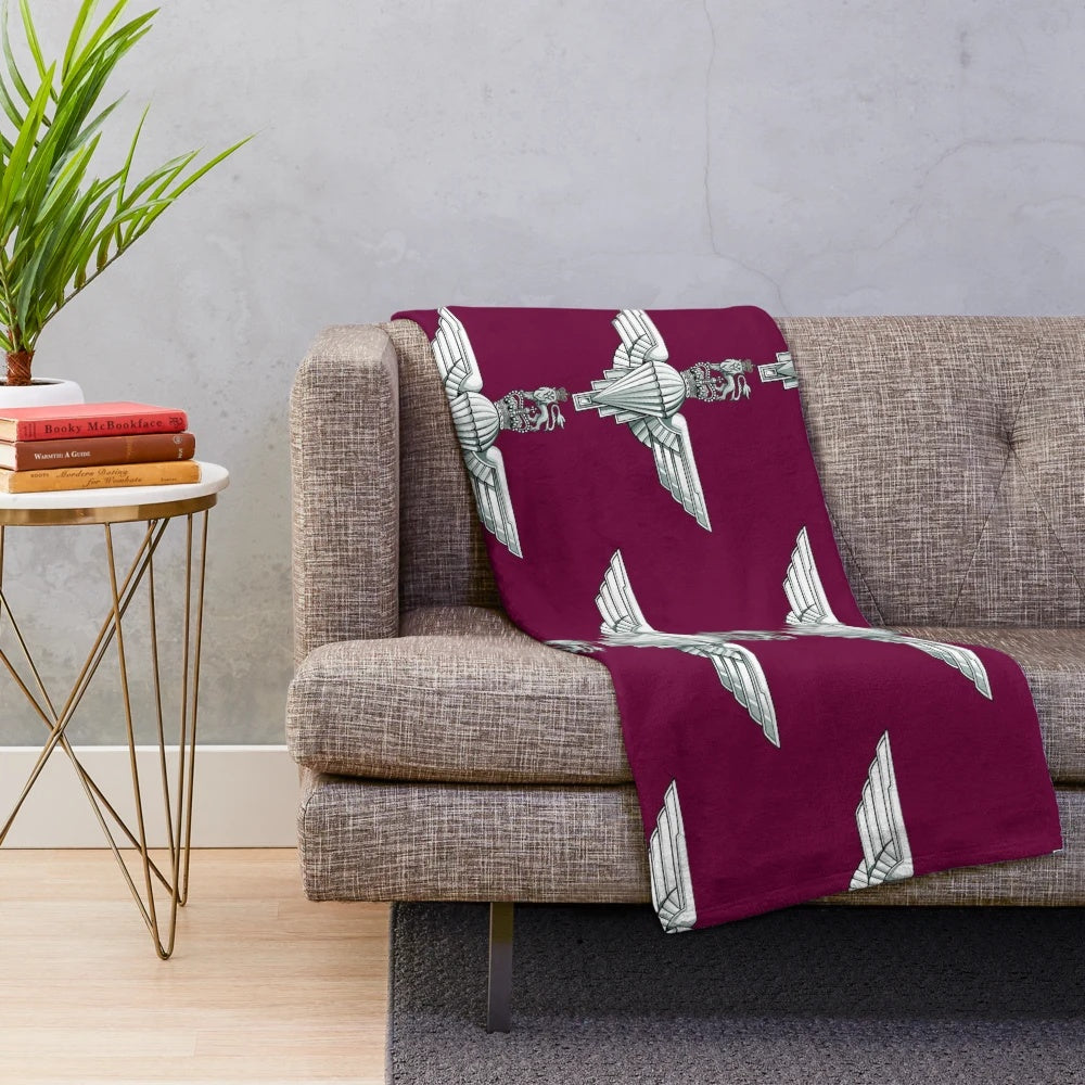 Parachute Regiment inspired plush blanket with emblem design