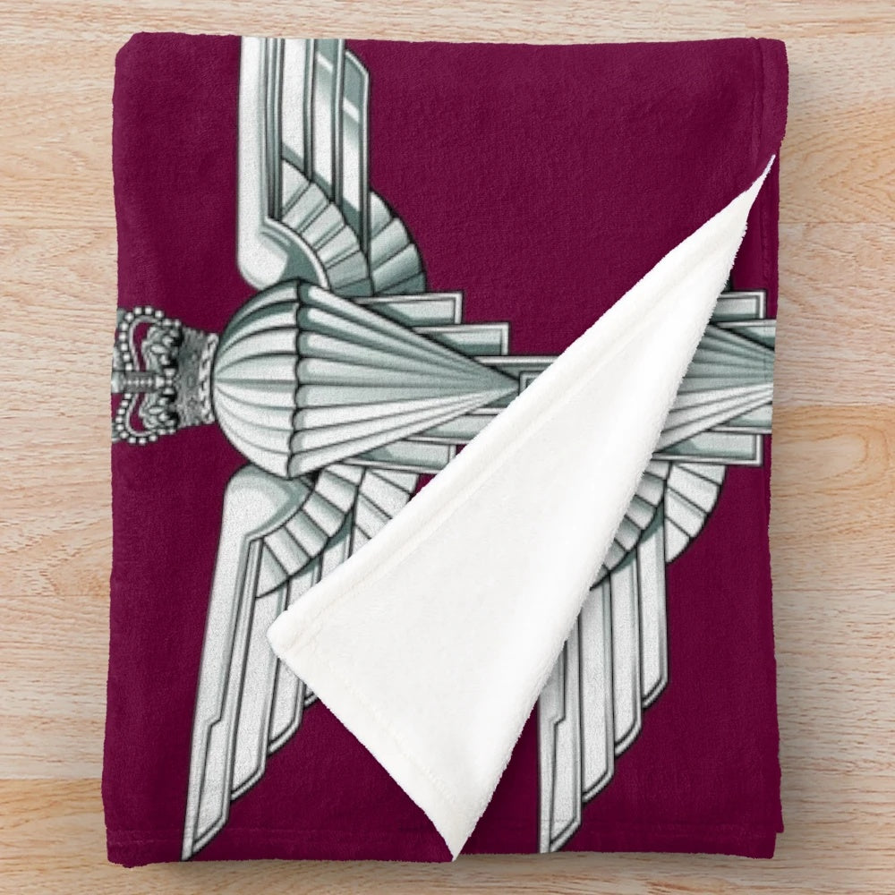 Parachute Regiment inspired plush blanket with emblem design