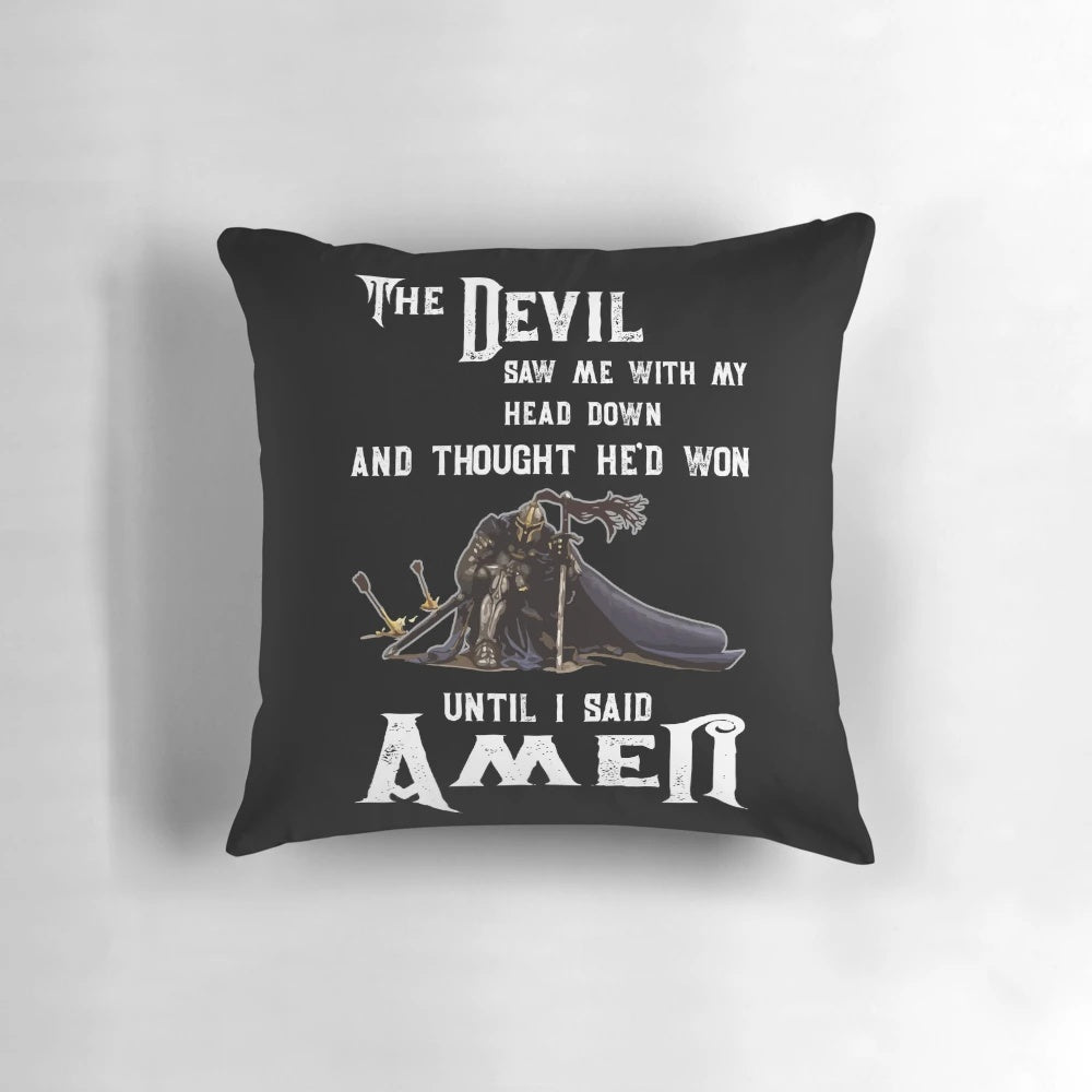 Parachute skydiving pillow featuring the quote "The Devil Saw Me Head Down And Thought He'd Won