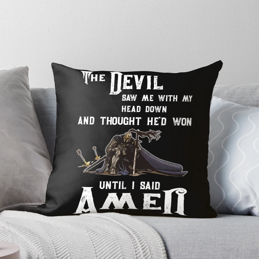 Parachute skydiving pillow featuring the quote "The Devil Saw Me Head Down And Thought He'd Won