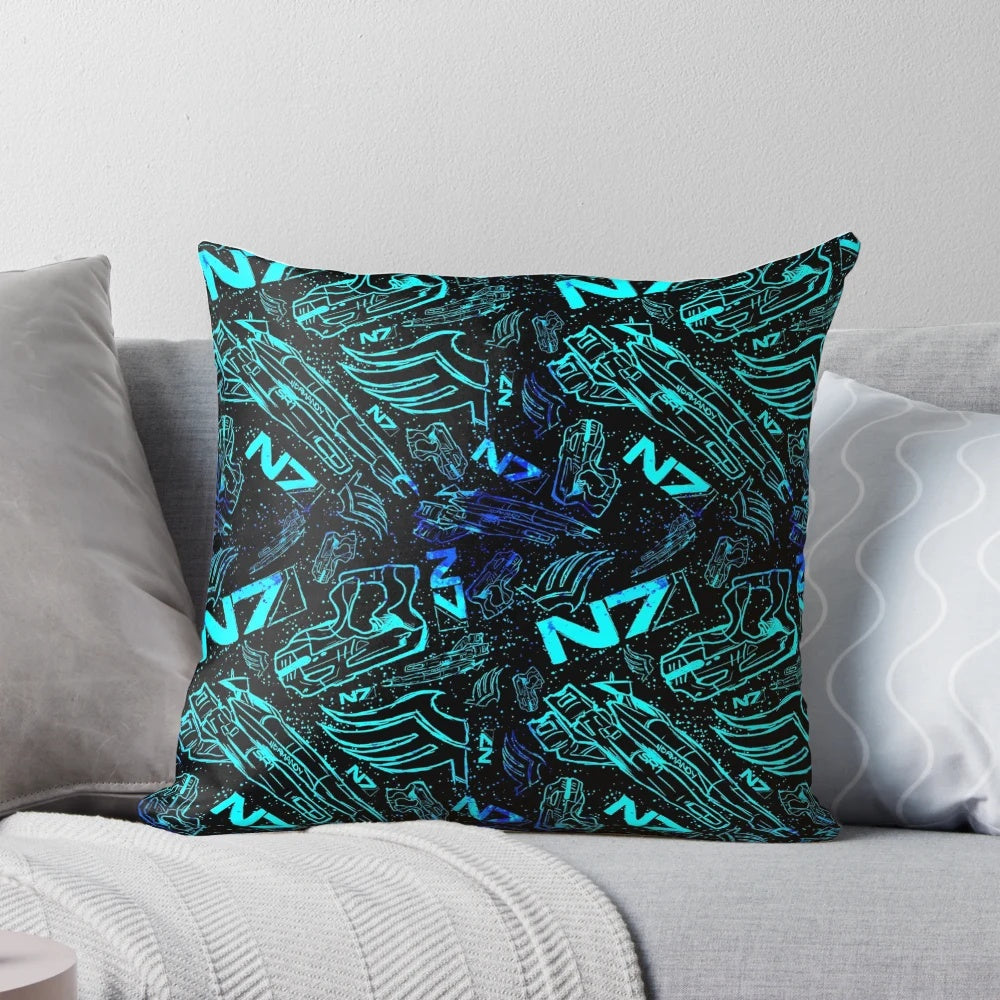 Paragon Shepard Mass Effect inspired gaming pillow with sci-fi design