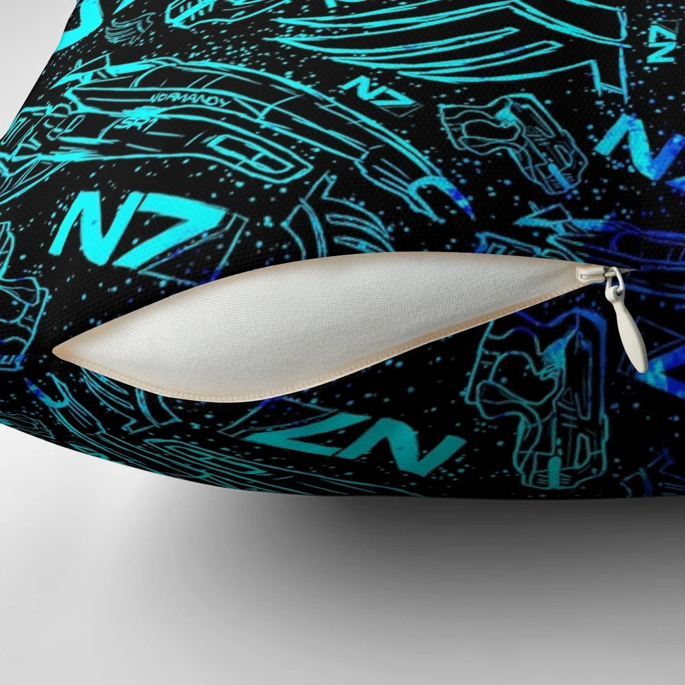 Paragon Shepard Mass Effect inspired gaming pillow with sci-fi design