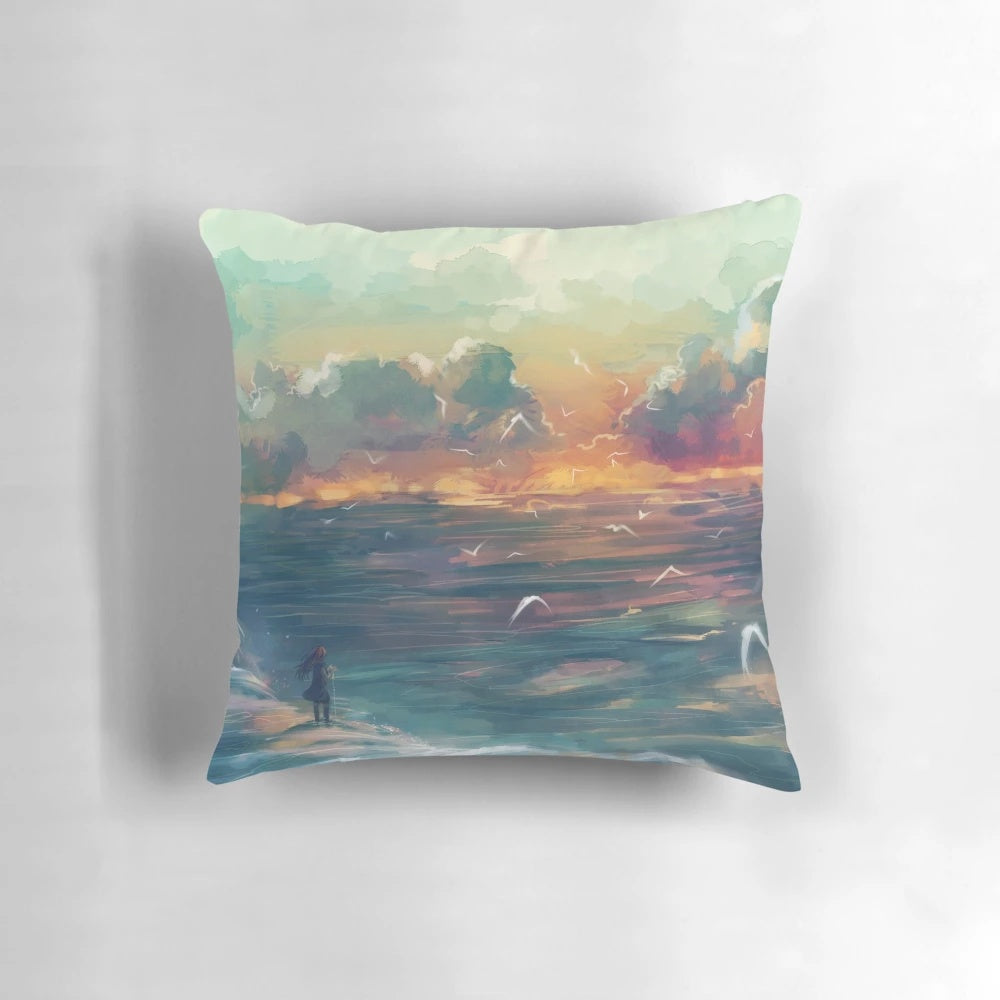 Parashi ocean sunset-inspired decorative throw pillow
