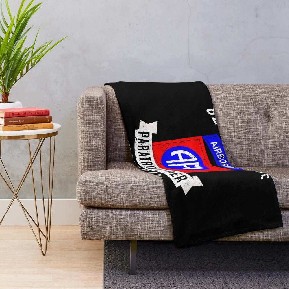 Paratrooper plush blanket with 82nd Airborne Division insignia