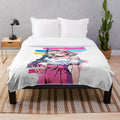 Parisian girl with Eiffel Tower plush blanket
