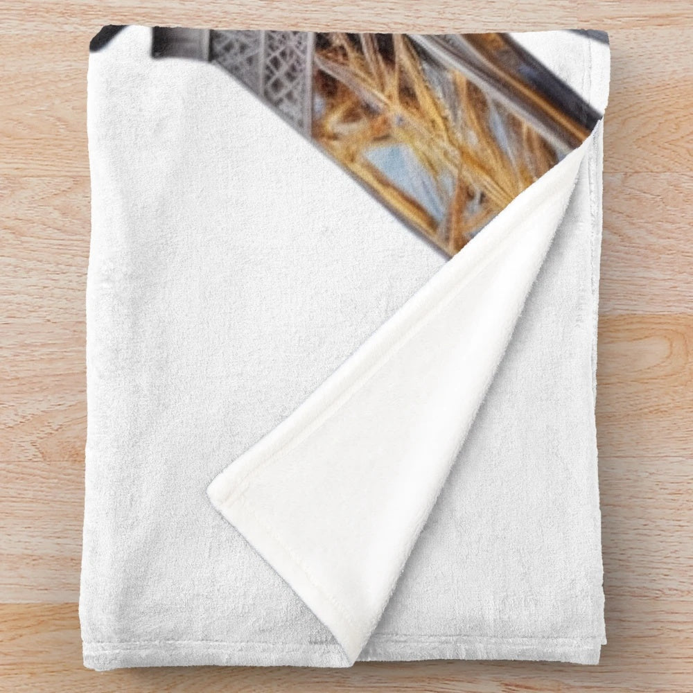 Eiffel Tower plush blanket featuring the iconic Paris landmark